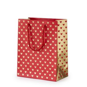 10 PZ. BORSINA LOVE STAMPA CUORI 18X10 H23 CM rosso (Cod. 39702-01)