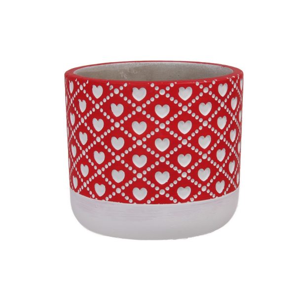 VASO CEMENTO HEARTS H10,5 D12 CM rosso (Cod. 39682-01)