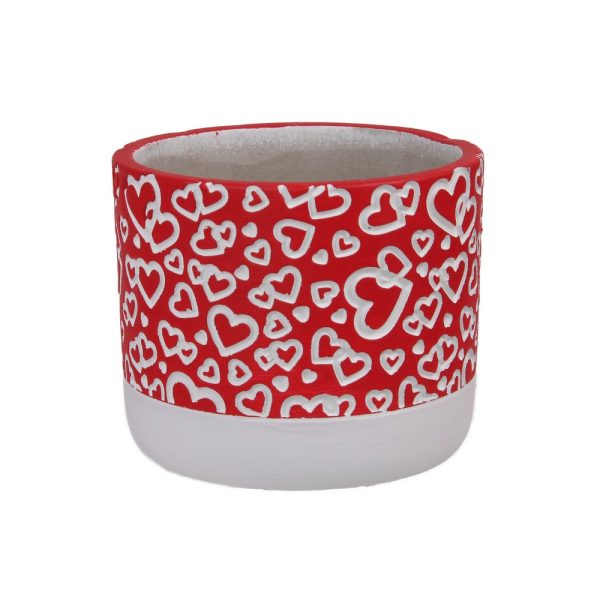 VASO CEMENTO HEARTS H9 D10,5 CM rosso (Cod. 39684-01)