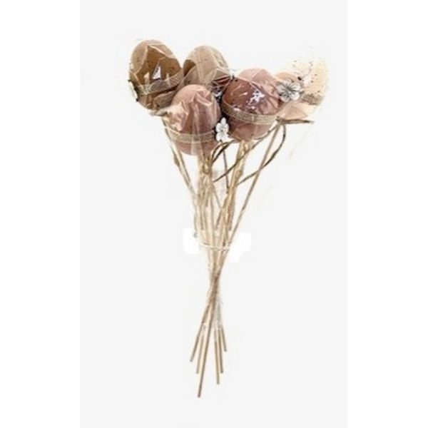 6 PZ. PICK UOVA 6 CM crema-beige-marrone (Cod. 39576-01)