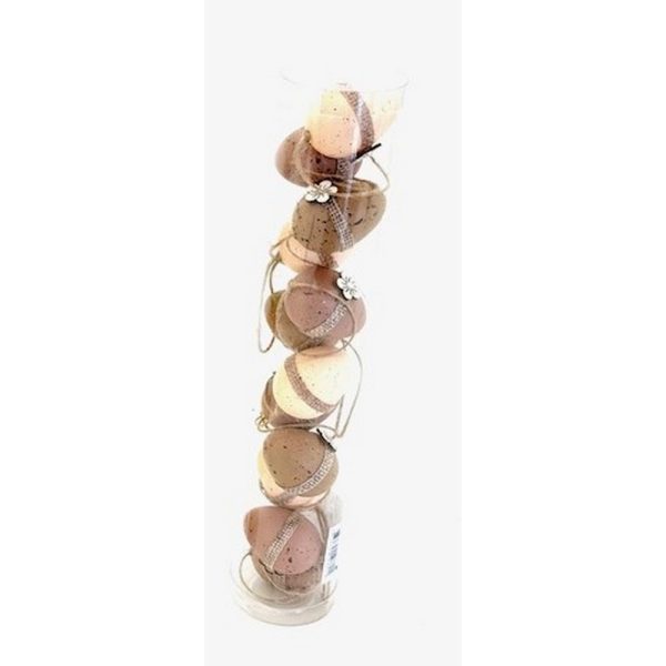 12 PZ. UOVA DA APPENDERE 4 CM crema-beige-marrone (Cod. 39578-01)