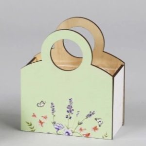 PORTAVASO LEGNO CON LAVANDA 15,5X8XH18CM verde- (Cod. 39629-01)