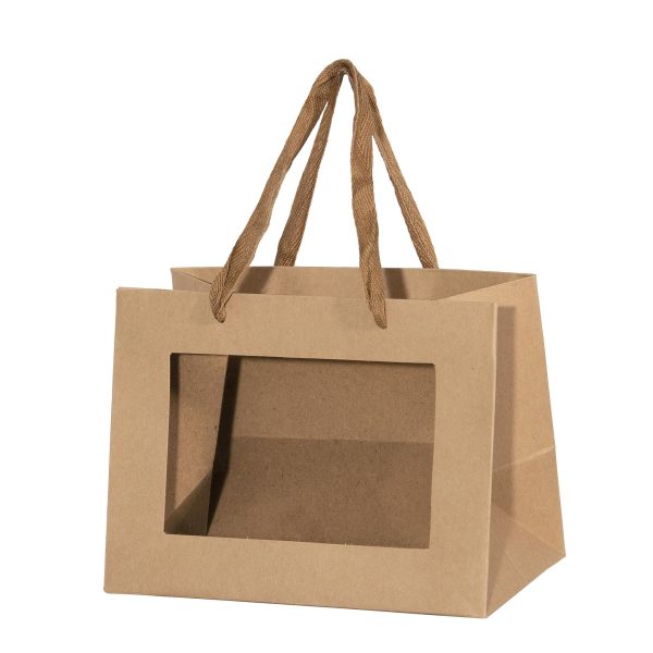 10 PZ. BORSA CON FINESTRA 18X11 H13,5 CM naturale (Cod. 39711-01)