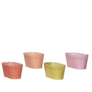 SET 4 PZ. VASO COLORATO IN ZINCO 28X14 H12,5 CM  (Cod. 39729-01)