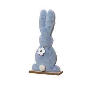 CONIGLIETTO SU BASE LEGNO 6X20 H37 CM azzurro (Cod. 39736-01)