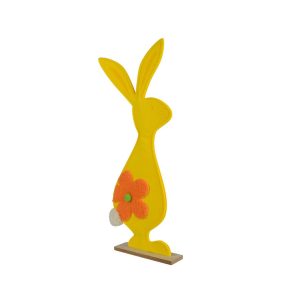 CONIGLIO SU BASE LEGNO 6X19,5 H49 CM giallo (Cod. 39741-01)