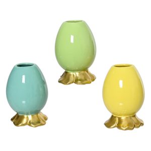 SET 3 VASO PORCELLANA UOVA D8,5 H12 CM colorati (Cod. 39747-02)