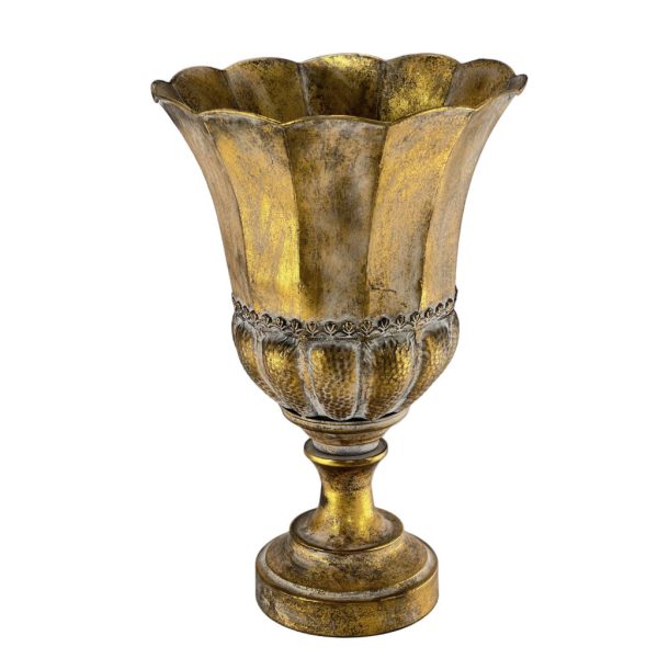 COPPA METALLO BORDO ONDULATO D31 H47 CM oro-antico (Cod. 39762-01)