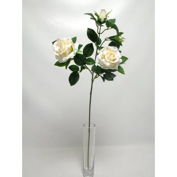 RAMO 2 ROSE E 2 BOCCIOLI 67CM crema (Cod. 31643-03)