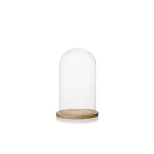CAMPANA VETRO CON BASE NATURALE H20 D12 CM  (Cod. 35529-01)
