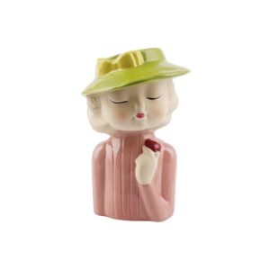 VASO VISO BIMBA CON CAPPELLO 9,4X10XH15 CM rosa (Cod. 39647-01)