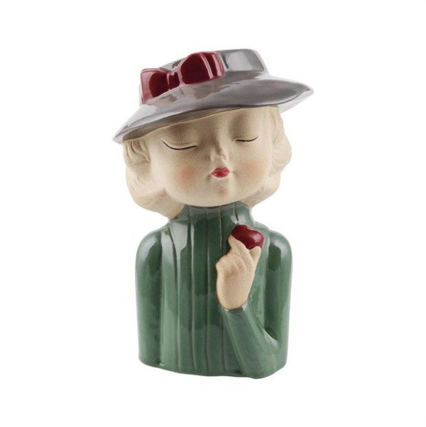 VASO VISO BIMBA CON CAPPELLO 9,4X10XH15 CM verde (Cod. 39647-02)