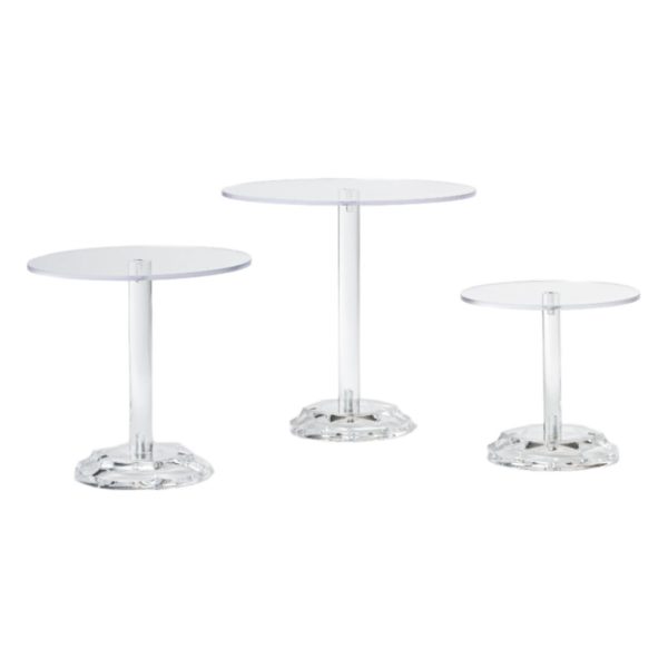 SET 3 ALZATE PLEXIGLASS TONDA H18/23,5/28,5 - D20/24/30   (Cod. 39708-01)