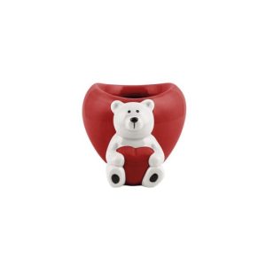 VASO CUORE ORSETTO CERAMICA 12X9,6X7,4 CM  (Cod. 39656-01)