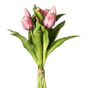 MAZZO TULIPANO REAL TOUCH 4 FIORI E 3 BOCCIOLI 30 CM  malva (Cod. 37719-13)