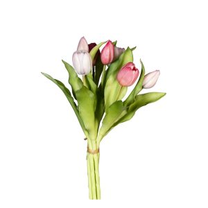 MAZZO TULIPANO REAL TOUCH 4 FIORI E 3 BOCCIOLI 30 CM  rosa-chiaro---rosa (Cod. 37719-09)