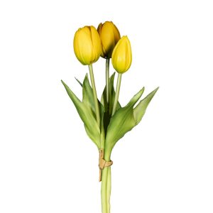 MAZZO TULIPANO CORTO REAL TOUCH 2 FIORI E 1 BOCCIOLIO  giallo (Cod. 39943-04)
