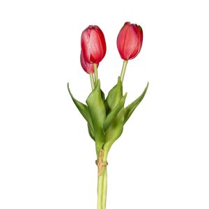 MAZZO TULIPANO CORTO REAL TOUCH 2 FIORI E 1 BOCCIOLIO  rosa (Cod. 39943-01)