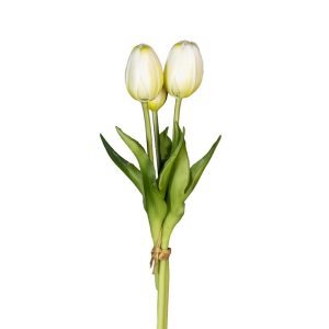 MAZZO TULIPANO CORTO REAL TOUCH 2 FIORI E 1 BOCCIOLIO  bianco (Cod. 39943-03)