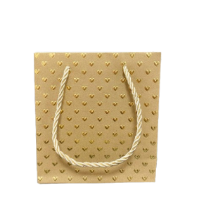 10 PZ. BORSINA LOVE STAMPA CUORI 14,3X7,3 H15,3 CM naturale (Cod. 39701-02)