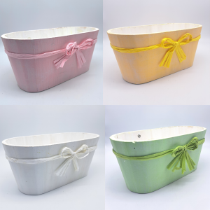 SET 4 PZ. OVALE LEGNO RAFFIA 27X14X12 CM colori-assortiti (Cod. 38826-01)