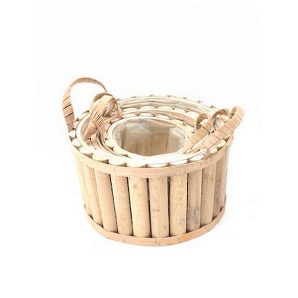 SET 3 PZ. CASPO' LEGNO H10 D17-H12,5 D21,5- H15 D27 CM naturale (Cod. 39834-01)