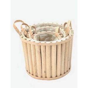 SET 3 PZ. CASPO' LEGNO H8 D18,5-H21 D23,5-H24 D29,5 CM naturale (Cod. 39836-01)