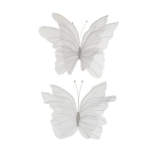 SET 2 FARFALLE ORGANZA D55-65 CM bianco (Cod. 39976-01)