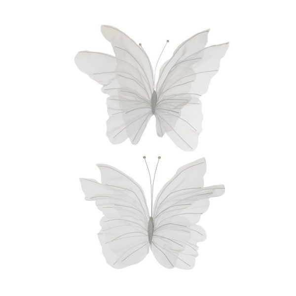 SET 2 FARFALLE ORGANZA D55-65 CM bianco (Cod. 39976-01)
