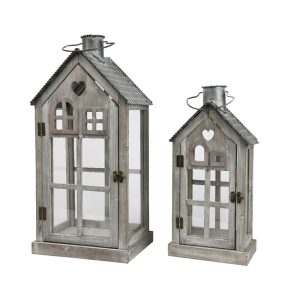 SET 2 LANTERNE 21,5X26,5 H55 CM grigio (Cod. 39906-01)