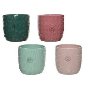 SET 4 VASI CERAMICA D13,5 H13 CM  colori-assortiti (Cod. 29717-01)