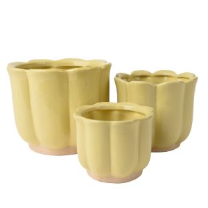 SET 3 PZ. VASI FLOWER SHINY H14,4 D17,5 CM giallo (Cod. 39439-05)