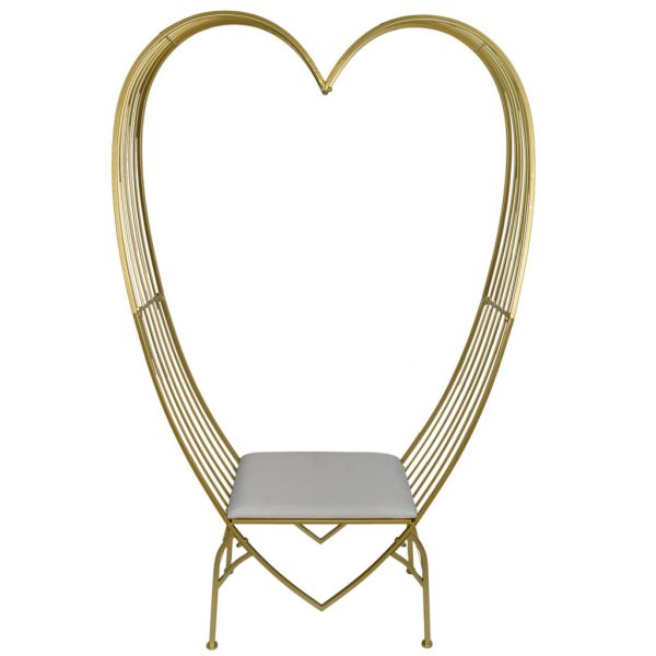 PANCHINA A CUORE METALLO 71X38,5 H179 vb oro (Cod. 39877-02)