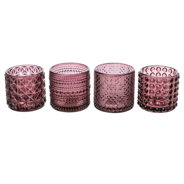SET 4 VASETTI VETRO D7 H6,8 CM lilla (Cod. 40019-01)