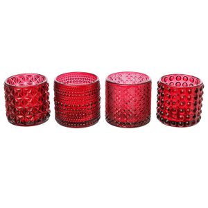 SET 4 VASETTI VETRO D7 H6,8 CM rosso (Cod. 40019-02)