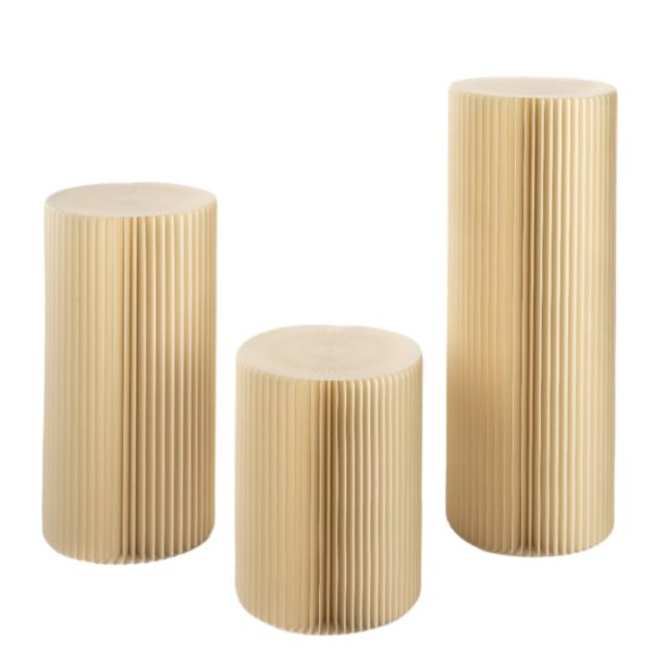SET 3 COLONNE PLISSETTATE D30 H40/60/80 vb beige (Cod. 39875-01)