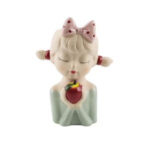 VISO BIMBA CON MELA PICCOLA  8,5X12,7 H17,5 CM verde (Cod. 39800-02)