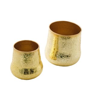 SET 2 VASI METALLO 25,5X25X25 CM oro (Cod. 40011-01)
