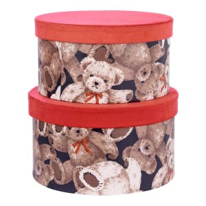 SET 2 SCATOLE CILINDRICHE ORSETTI 28,5x28,5x16 rosso (Cod. 40040-01)