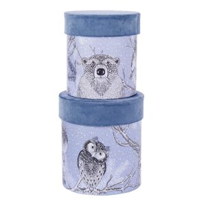 SET 2 SCATOLE TONDE 19X19X21 CM azzurro (Cod. 40041-02)