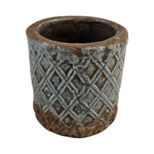 CILINDRO RETRO' DUNE ROMBO CERAMICA D13,5 CM azzurro (Cod. 40172-01)