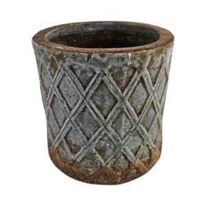 CILINDRO RETRO' DUNE ROMBO CERAMICA D16,5 CM azzurro (Cod. 40173-01)