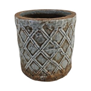 CILINDRO RETRO' DUNE ROMBO CERAMICA D19 CM azzurro (Cod. 40174-01)
