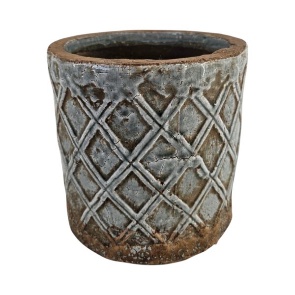 CILINDRO RETRO' DUNE ROMBO CERAMICA D19 CM azzurro (Cod. 40174-01)