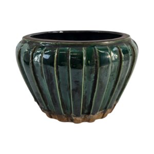 CIOTOLA RETRO' RIGHE CERAMICA D17 H11 CM verde (Cod. 40176-01)