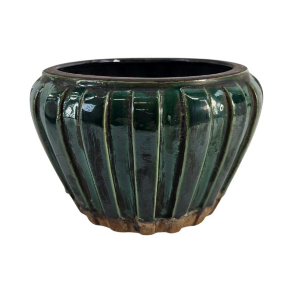CIOTOLA RETRO' RIGHE CERAMICA D17 H11 CM verde (Cod. 40176-01)