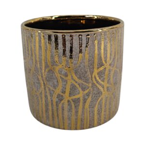 VASO CERAMICA DEKO RILIEVO D13  CM cipria (Cod. 40179-01)