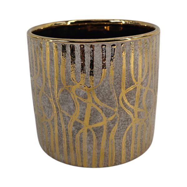 VASO CERAMICA DEKO RILIEVO D13  CM cipria (Cod. 40179-01)