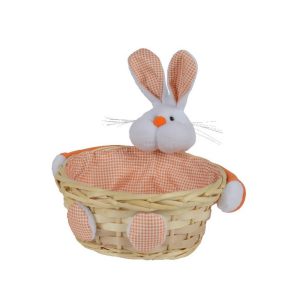 CESTINO CON CONIGLIO H19 D15 CM arancione (Cod. 40118-02)