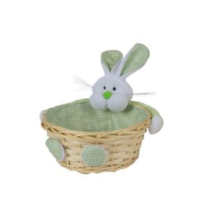 CESTINO CON CONIGLIO H19 D15 CM verde (Cod. 40118-01)